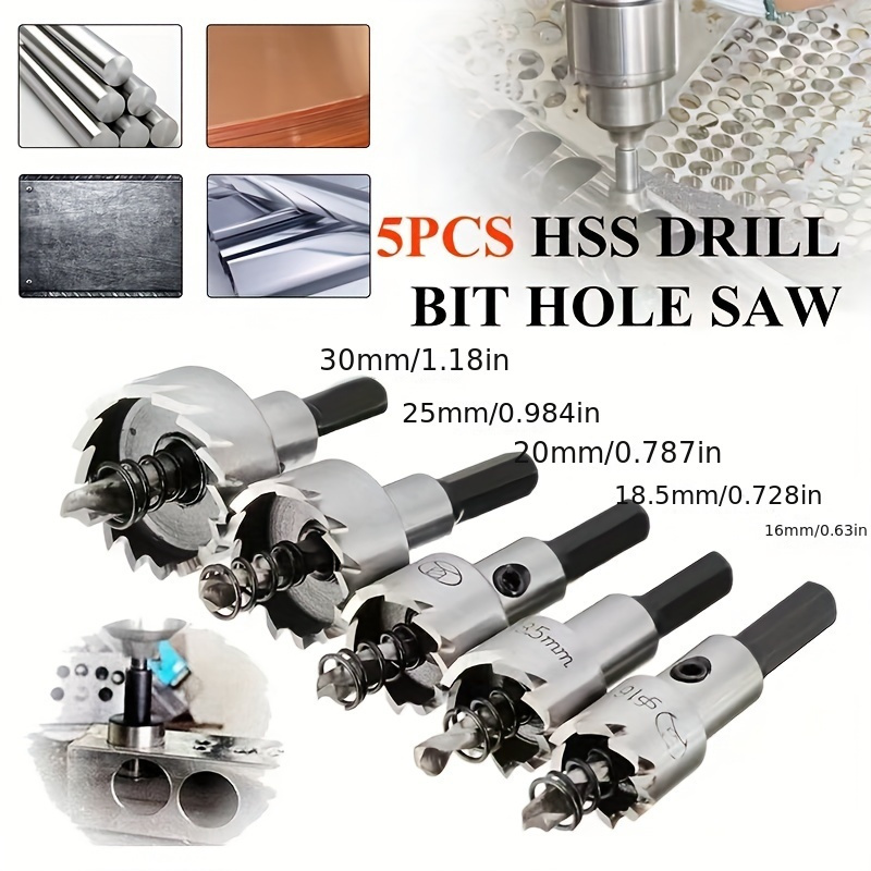 

5- Set 16-30mm Aluminum Iron Punching Bit Set Hss Steel Steel Metal Perforated Aluminum Reforated Steel Bit