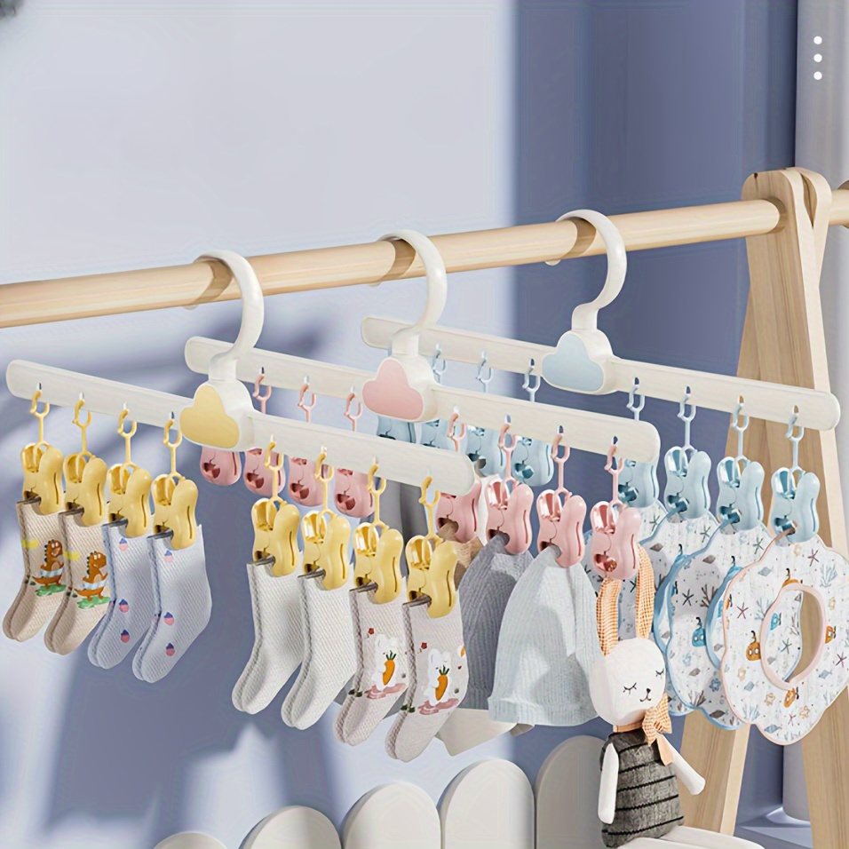 

1pc Multi-clips Hat Hanger, Baby Clothes Drying Rack For Underwear, Ties, Camisoles, Scarves, Belts, Household Storage Organizer For Bathroom, Bedroom, Closet, Wardrobe, Home, Dorm