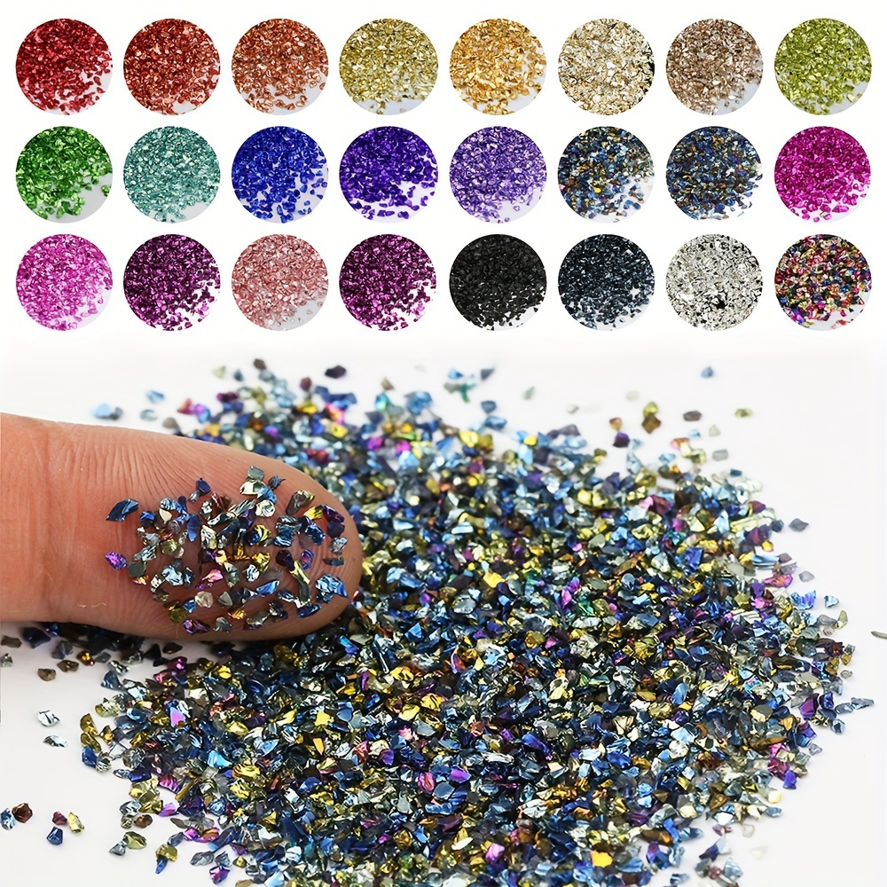 

23 couleurs de magique en verre de 0.8-1.5mm, 10g de perles de de verre irréguliers pour des ongles, matériau de remplissage pour cadre photo DIY