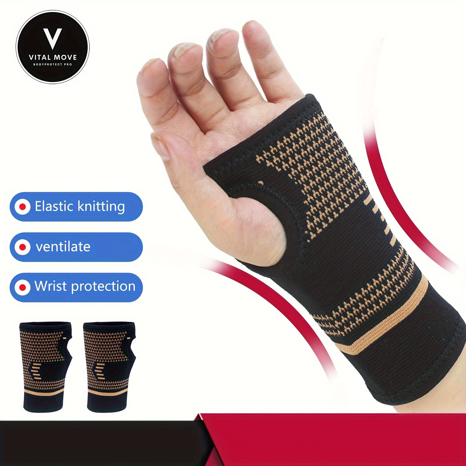 

Copper Ion Wrist Support Brace, Compression Wrist Sleeve, Breathable Knitted Fabric, Sports And Daily Use, Unisex, Adjustable Fit