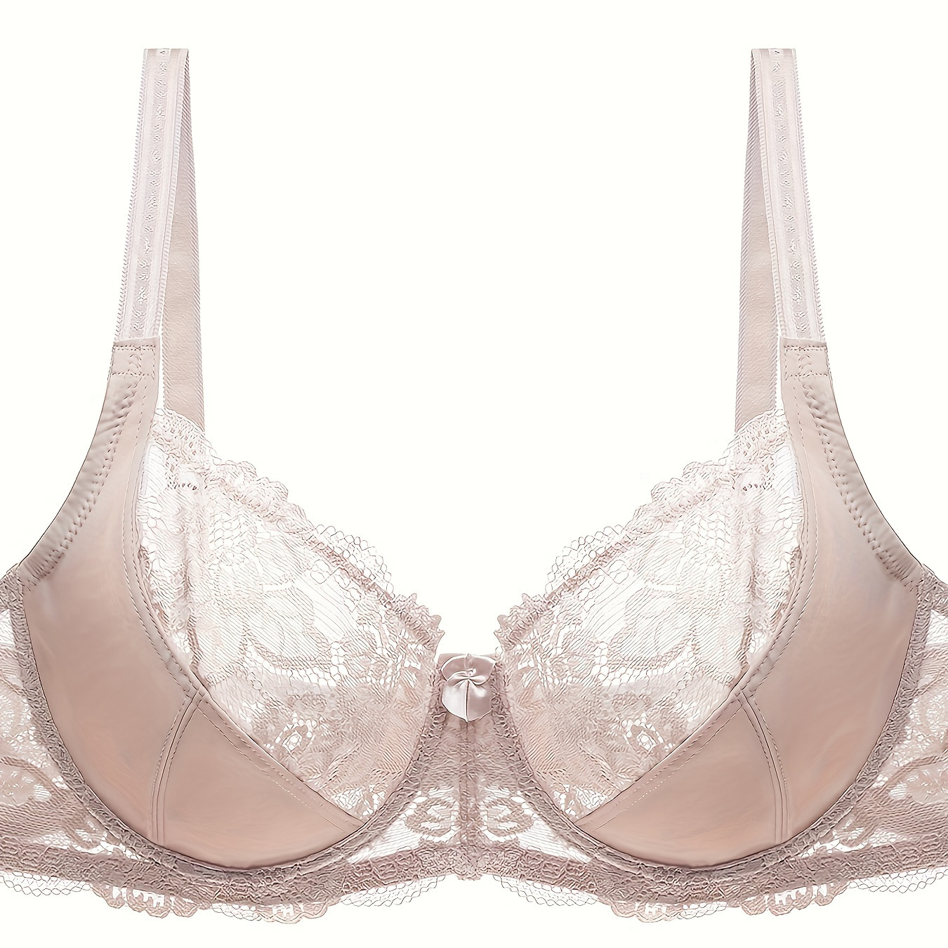 Contrast Lace Push Up Bra, Comfy & Breathable Intimates Bra, Women's Lingerie & Underwear