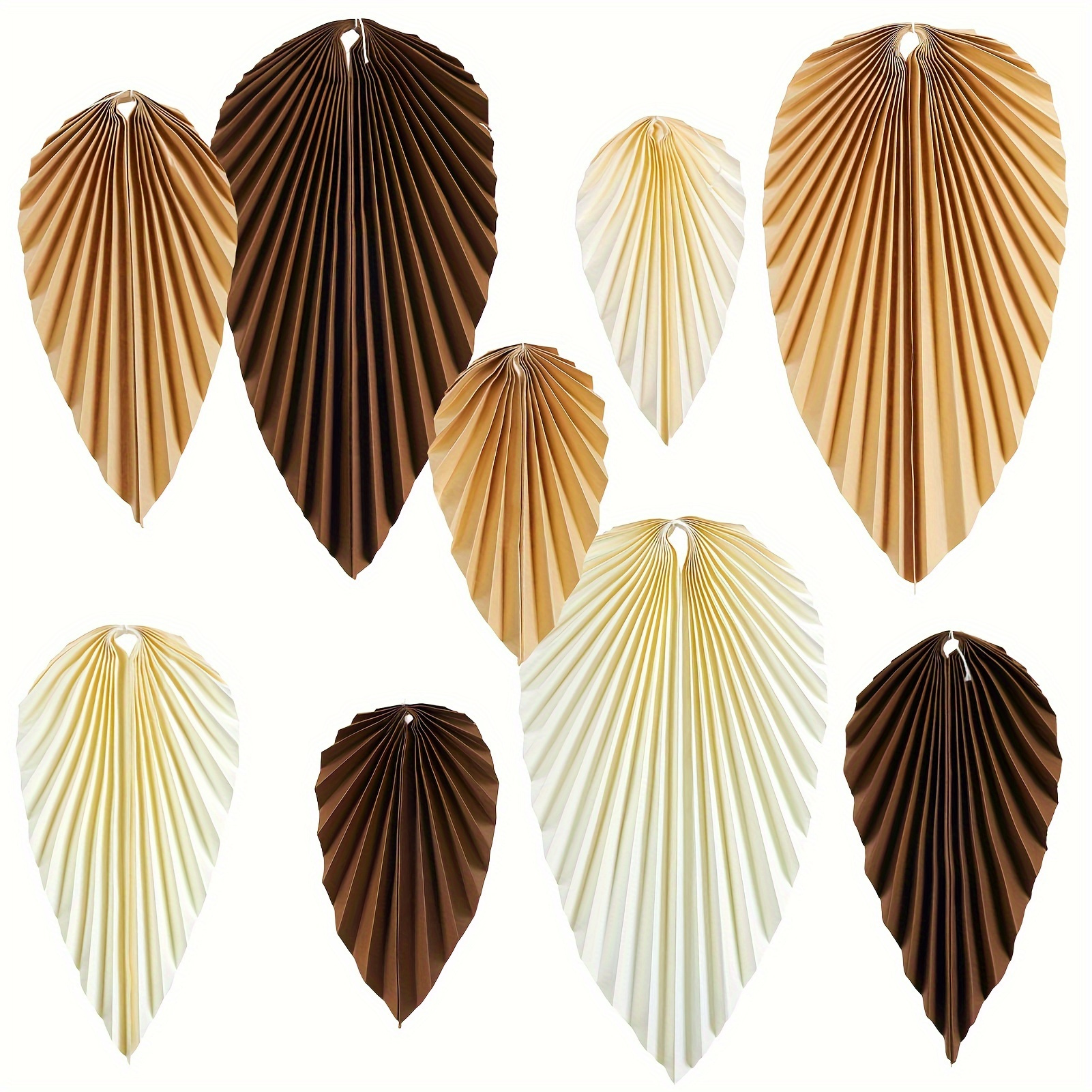 

Boho Chic Paper Fan Decor Set Of 9 - Light & Dark Brown, White | Perfect For Parties, Classroom, And Birthday Backdrops