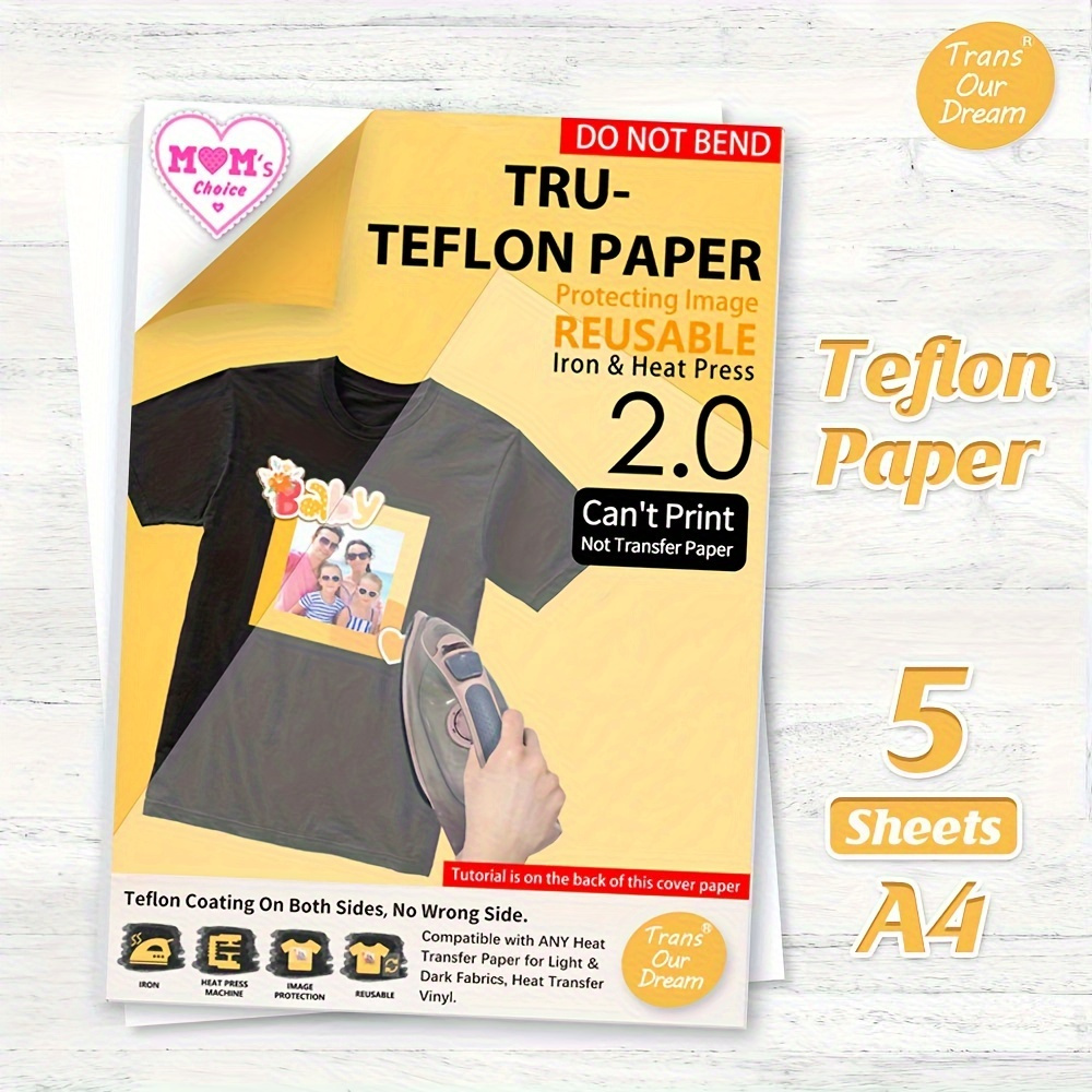 

5 Sheets A4 Transourdream Teflon Paper For T Shirt Heat Transfer Teflon Sheets For Heat Press Machine