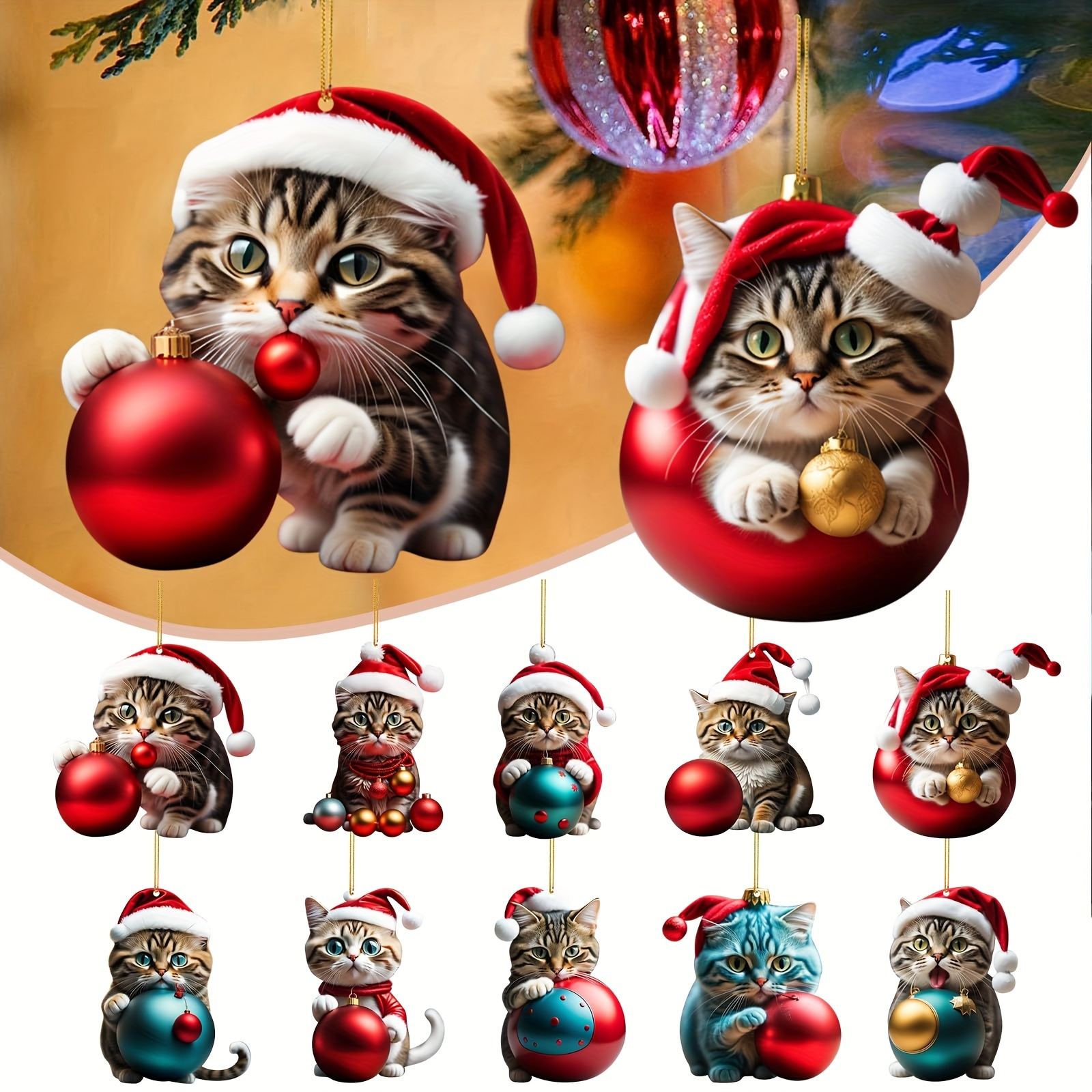 Flach Katze Weihnachts baum Ornament Auto Rückspiegel Anhänger