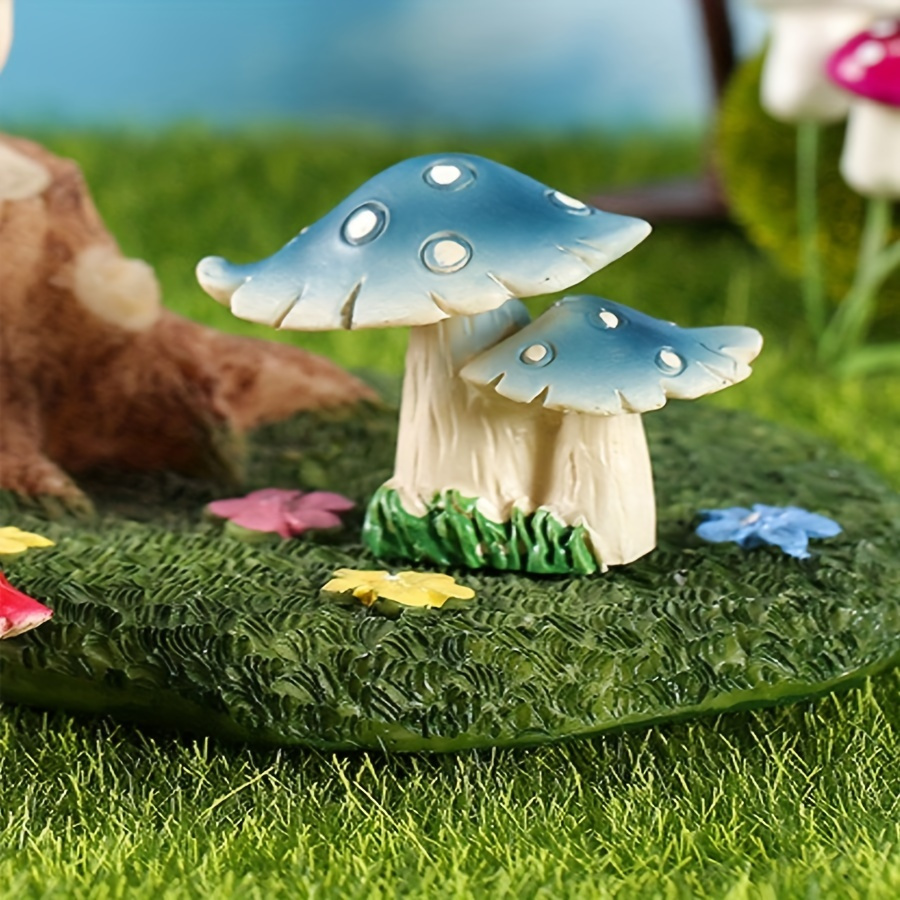 

1pc, Miniature Fairy Garden Mushrooms, Resin Succulent Pot Decor, Blue Cottage-style Mushroom Figurines For Terrarium Decor And Diy Landscaping