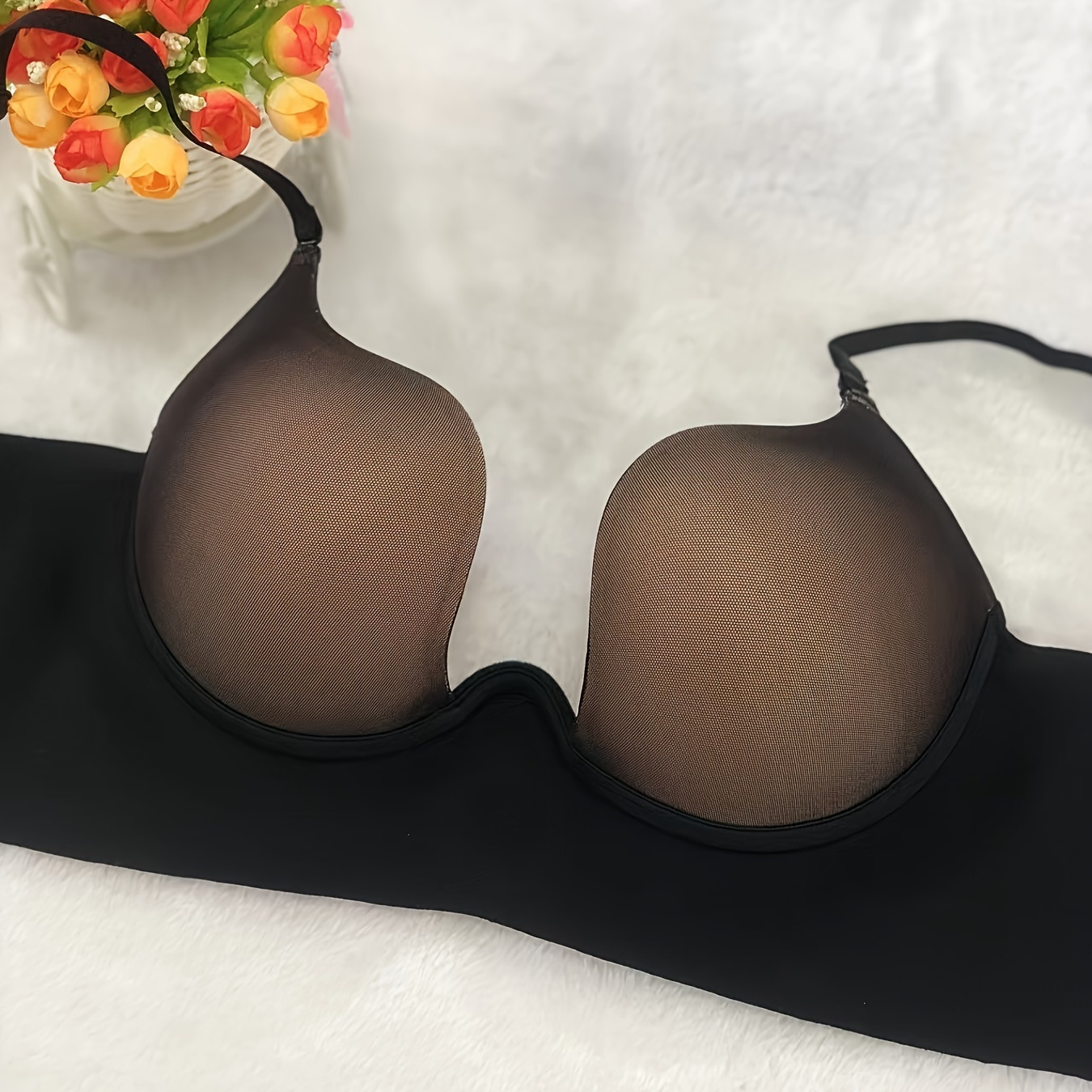 

Simple Scoop Bra, Comfy & Breathable Push Up Bra, Women's Lingerie & Underwear