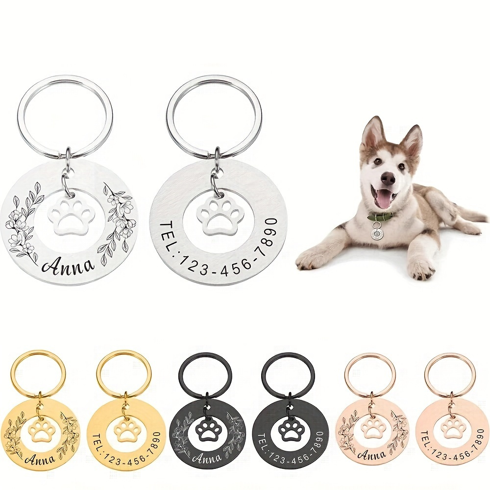 

Engraved Steel Pet Id Tag - Personalized Dog & , -lost Keychain Pendant For Women