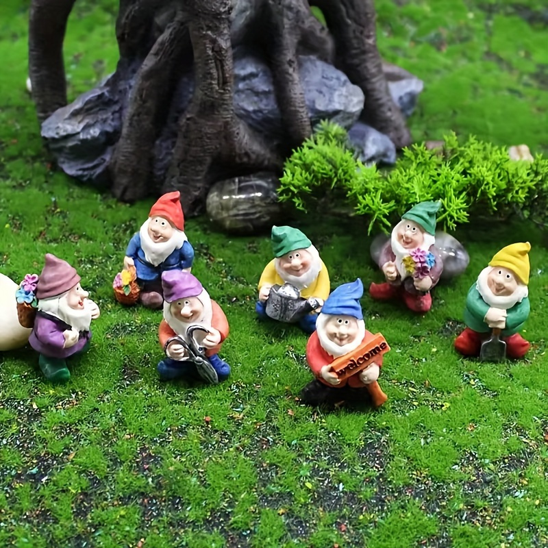 

Art Deco Garden Gnome Statues, Set Of 7, Resin Lawn Ornaments, Halloween Theme, Fashionable Outdoor Fairy Figurines, Floor Mounted, For Patio Yard Landscape Decoration, Festive Gift, Electricity-free