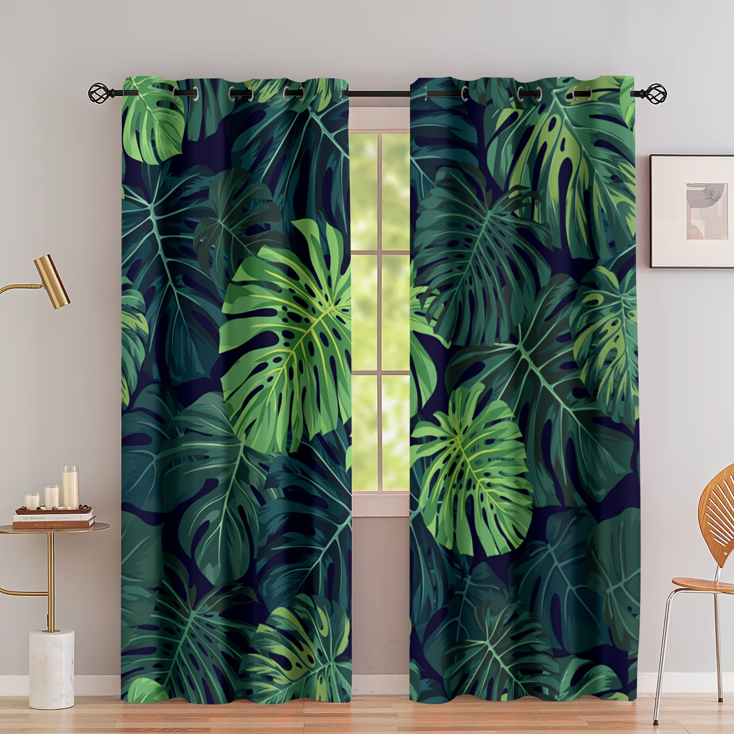 

2pcs, Printed Curtain Curtain, Top Curtains Decoration