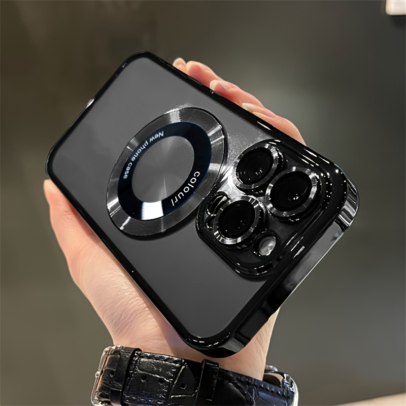 

New Luxury Transparent Magnetic Wireless Charging Phone Case For 15/14/13/12/11 Pro Max Plus With Lens Protector Shockproof Tpu Clear Cover