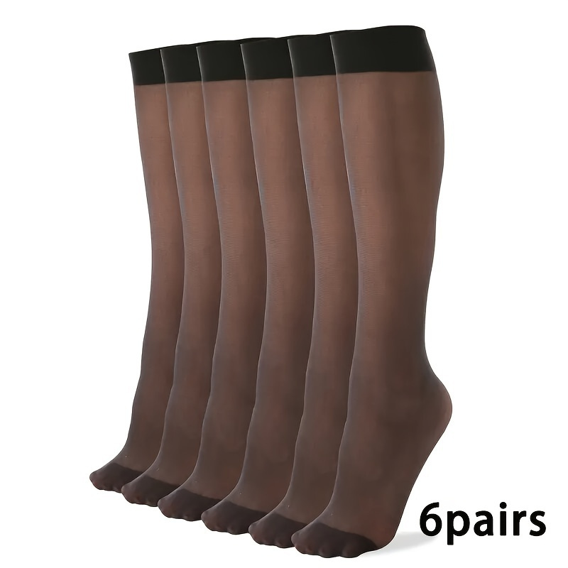 

4/6 Pairs Thin Mesh Calf Socks, Soft & Breathable Knee High Socks, Women's Stockings & Hosiery