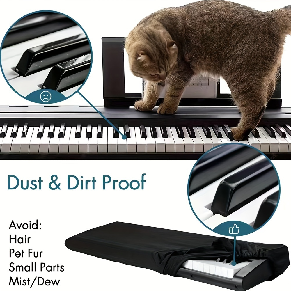 Housse anti-poussière pour clavier de Piano à 61 touches matériau en toile  résistant à l'eau accessoires de Piano électronique noir pliable 