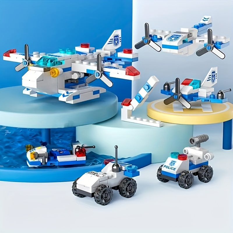 

6 In1 City Police Theme Building Block Set For Children, Educational Toy