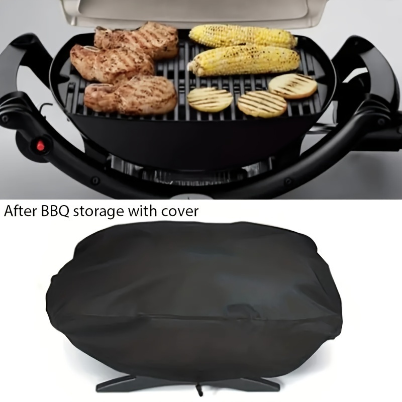 

1pc Weber 7110 Q1000 Series Grill Cover - Waterproof, Dustproof With Drawstring Closure