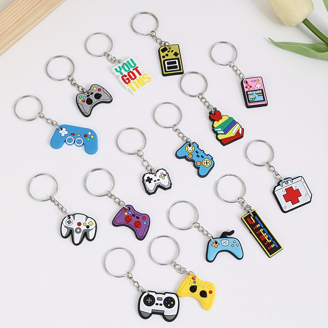 

15-piece Set Silicone Pvc Keychains, Anime And Cartoon-themed Key Rings, Assorted Novelty Game Controller And Quirky Design Keychains For Bag Charms, Party Favors, And Birthday Gifts With Ring Buckle