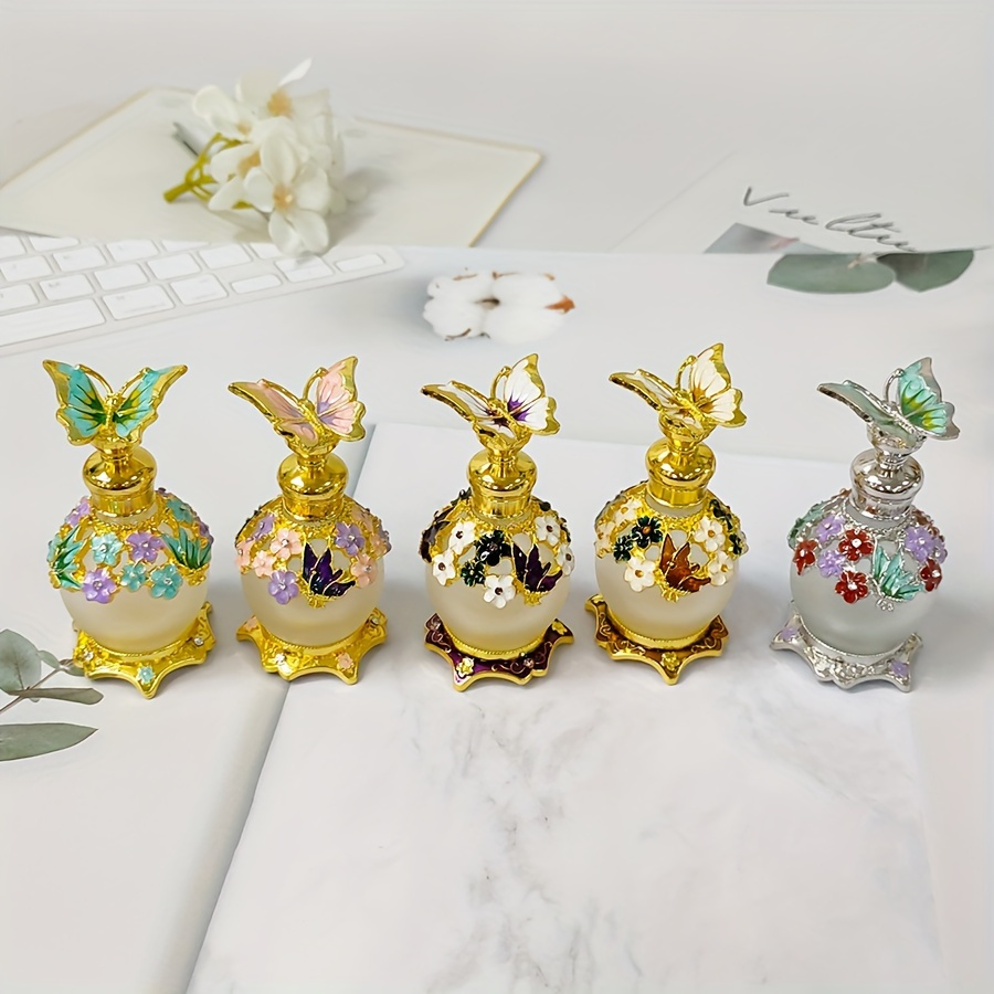 

Luxury 15ml Butterfly-inspired Metal Perfume Bottle - Dubai Arabic Style, Glass Essential Oil Dispenser For Home Decor & Dresser Accessory, Perfect Holiday Gift (empty Bottle Only)