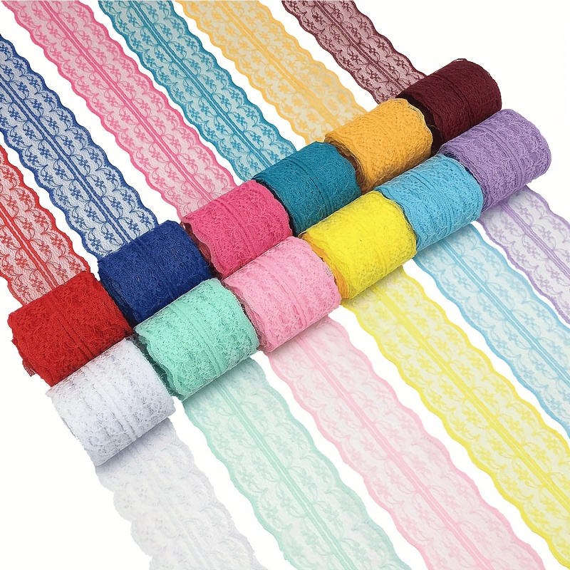 

12 Rolls 60 Yards Mixed Color Floral Lace Elastic Stretch Lace Trim Diy Handicrafts Clothing Curtain Sofa Sewing Accessories