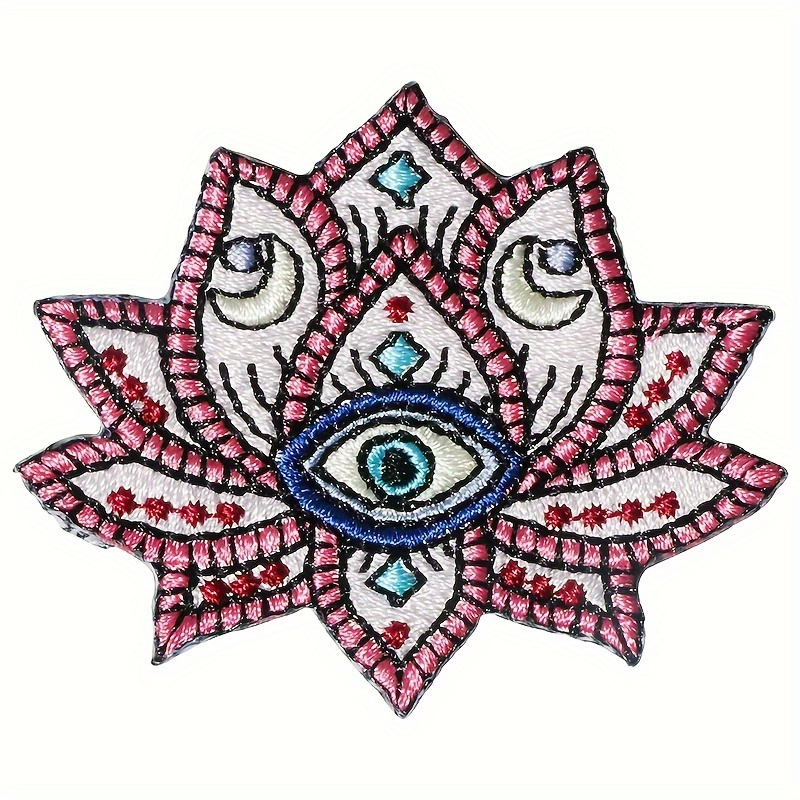 

Embroidered Eye & Lotus Flower Appliqué Patch, Mixed Color, Iron-on/sew-on Decorative Patch For Clothing, Pack Of 1