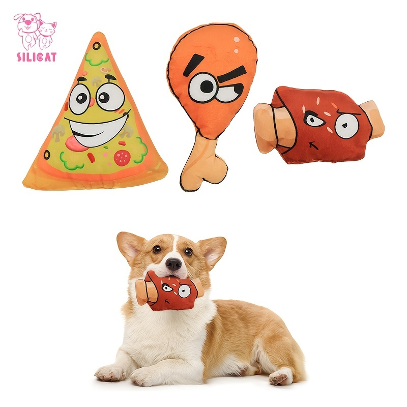 

Plush Dog Chew Toy, Squeaky Dog Bite Toy, Cartoon Design Stuffed Toy Dog Play Interactive Toy
