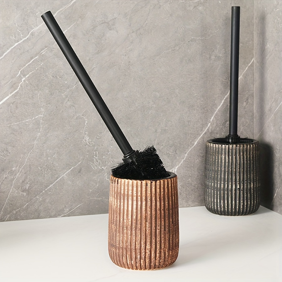 

Ceramic Toilet Brush Holder With Reusable Handle, Floor Mounted Plastic Handle Material, No Electricity Needed - Includes Toilet Brush