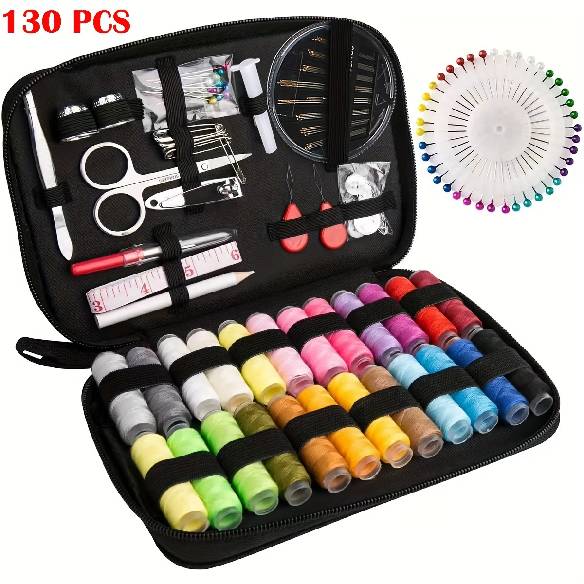 

68/98/130pcs Sewing Kit With Case Portable Sewing Supplies For Home Traveler, Adults, Beginner, Emergency, Contains Thread, Scissors, Needles, Measure Etc