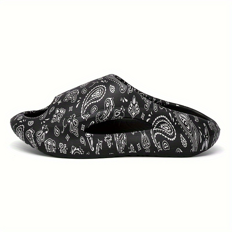 

Paisley Pattern Pillow Slides, Slip On Soft Sole Platform Casual Shower Slides, Non-slip Eva Summer Beach Slides