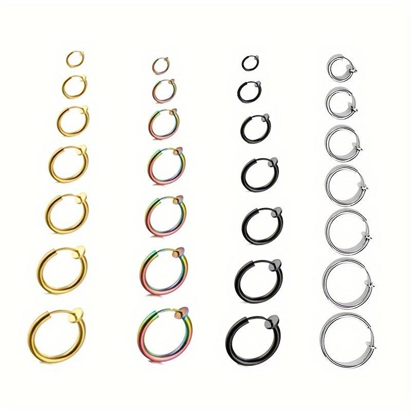 10 Pairs Of Non-pierced Earrings Stainless Steel Non-pierced Earrings Cross  Pendant Hoop Earrings For Men And Women Clip-on Earring Set