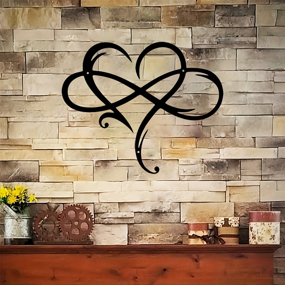 

1pc Infinity Heart Black Heart Metal Wall Decor Love Wall Decor Love Sign Plaque Bedroom Ornaments For Home Wedding Indoor Outdoor Christmas Gifts