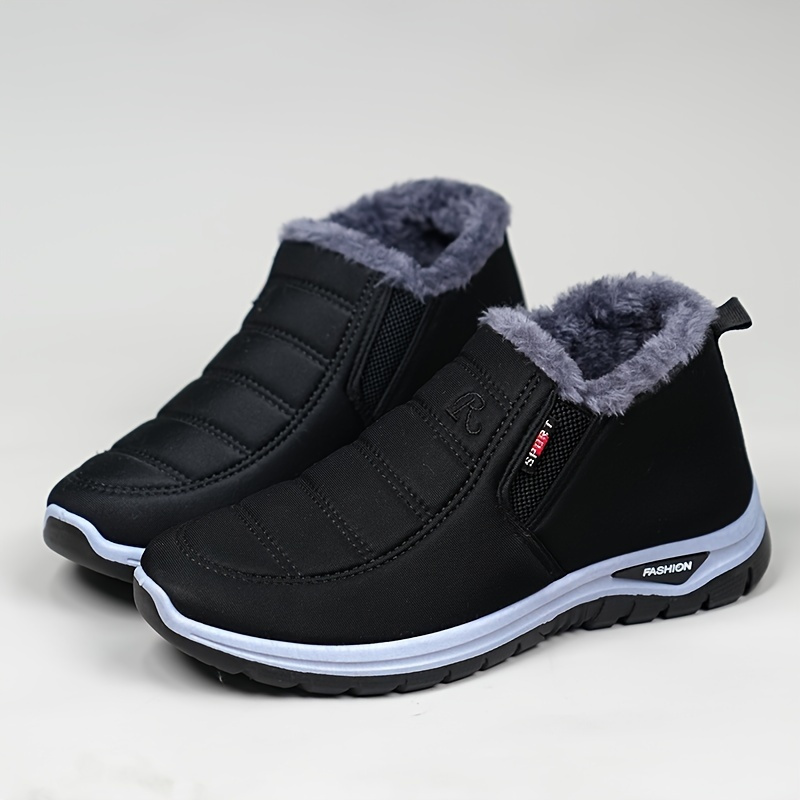 

2024 Winter Men's Casual Slip-on Boots - Warm, Waterproof, And Snowproof With Furry Lining - Short Ankle Design