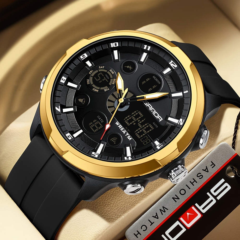 

Men's Digital Outdoor Sports Wristwatch, Waterproof Multifunctional Chronograph Quartz Watch For Gift