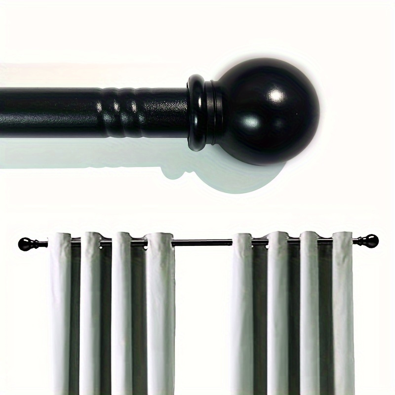 

Modern Minimalist Black Metal Curtain Rod Set, 24-48 Inches, Easy To Assemble And Install