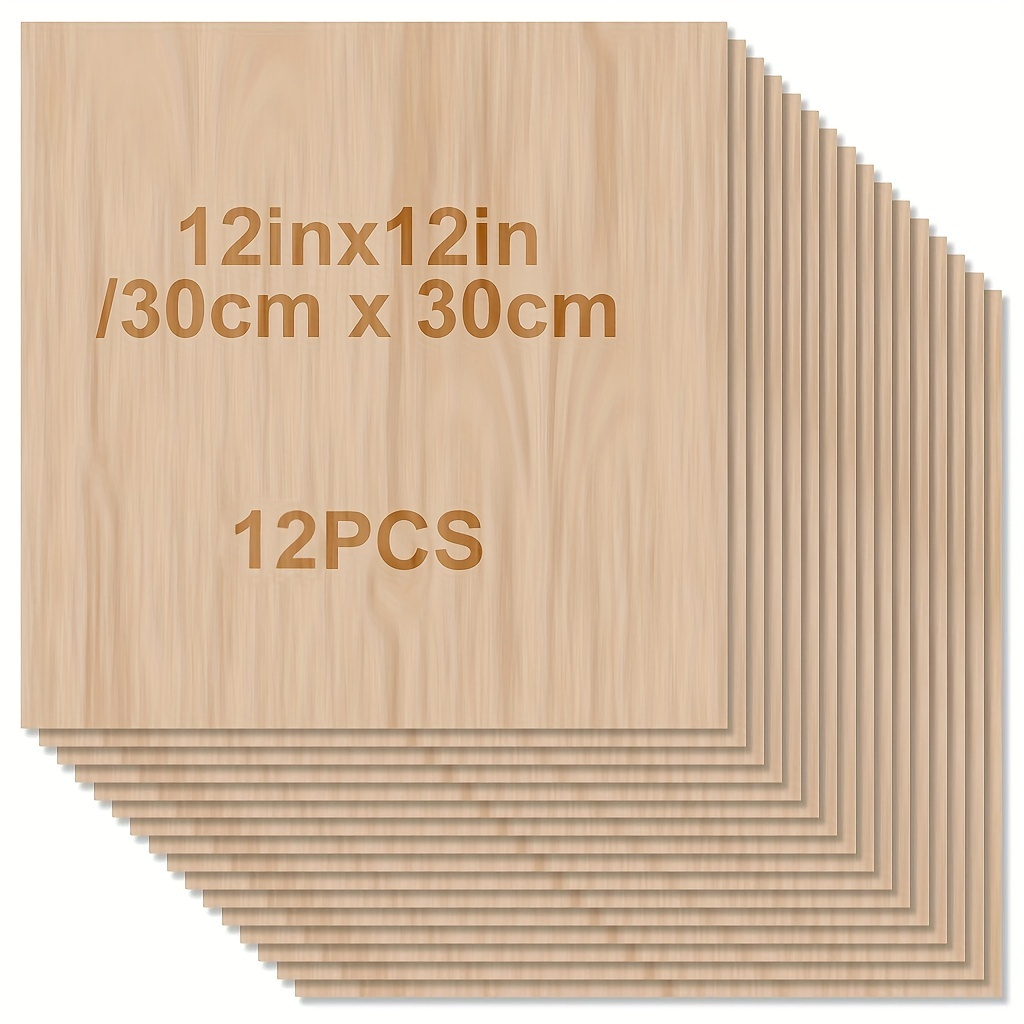 

4pcs/8pcs/12pcs Wood Sheets For Crafts -12x12in/30*30cm - 2mm Thick Plywood Sheets With Smooth Surfaces Squares Wood Boards For Laser Cutting, Wood Burning, Architectural Models, Staining