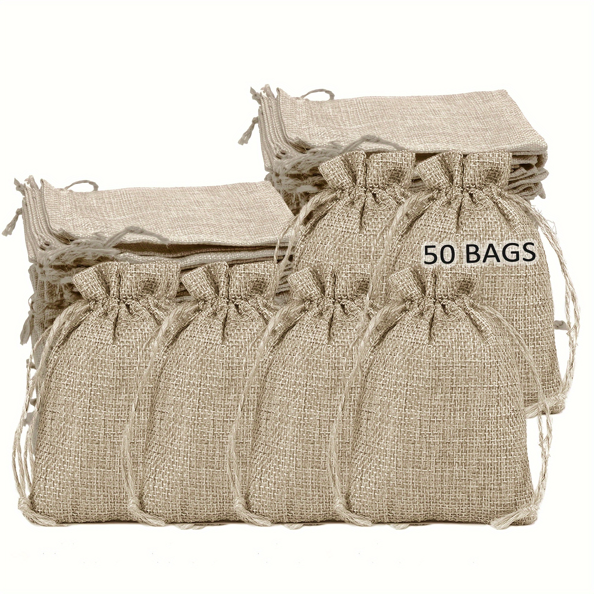 

Burlap Drawstring Gift Bags - Pack Of 50, 4x6 Inch Reusable Linen Pouches Wedding Favors, Bridal Shower, Housewarming Gifts, Bachelor Party, And Crafts, Ideal For Christmas, Easter, Thanksgiving