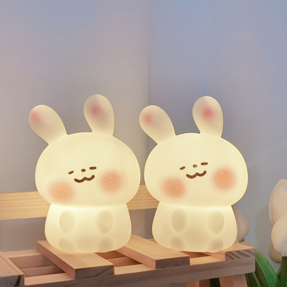 

1pc Blush Rabbit Night Light, Cute Creative Small Gifts For Relatives, Friends, Classmates, Perfect For Bedside Tables, Bedroom & Desk Lighting