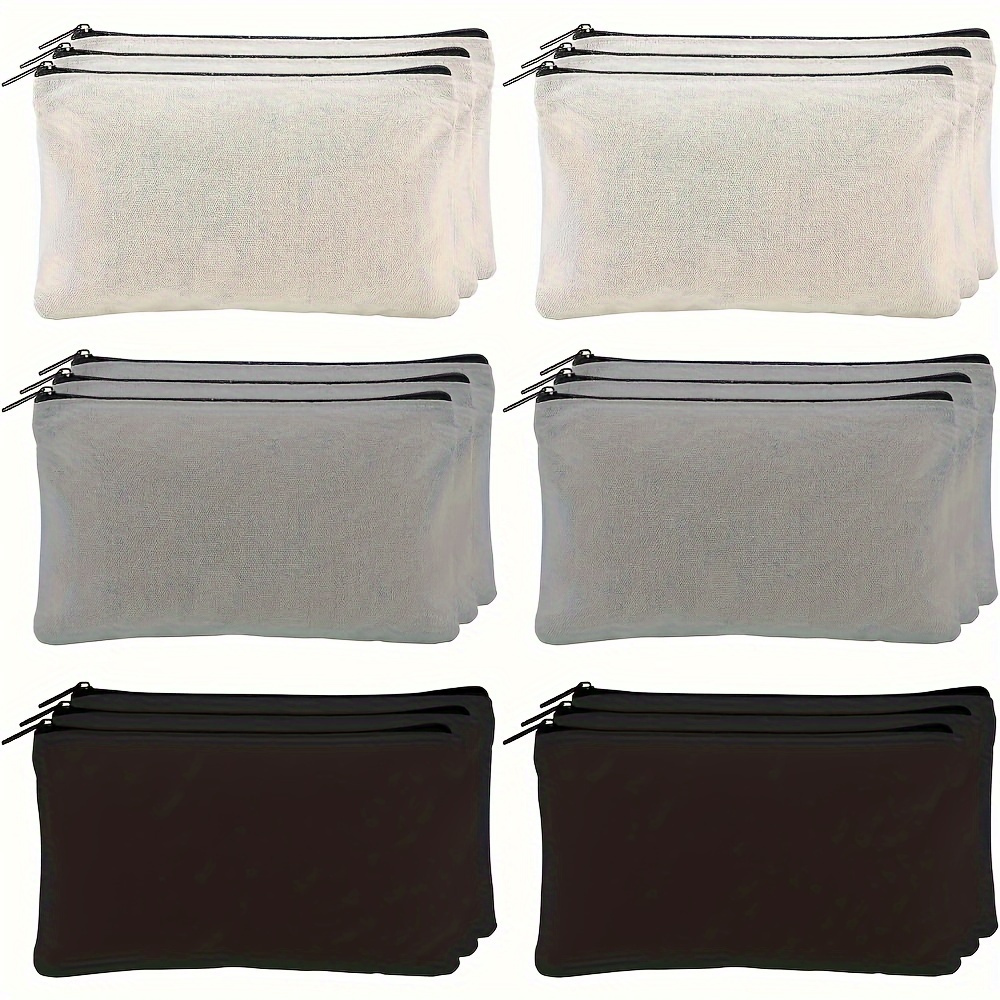 5PCS Canvas Zipper Pouch Bag Pencil Case Blank DIY Craft School Pen File  Holder Sublimation Travel Toiletry Makeup Storage Bag