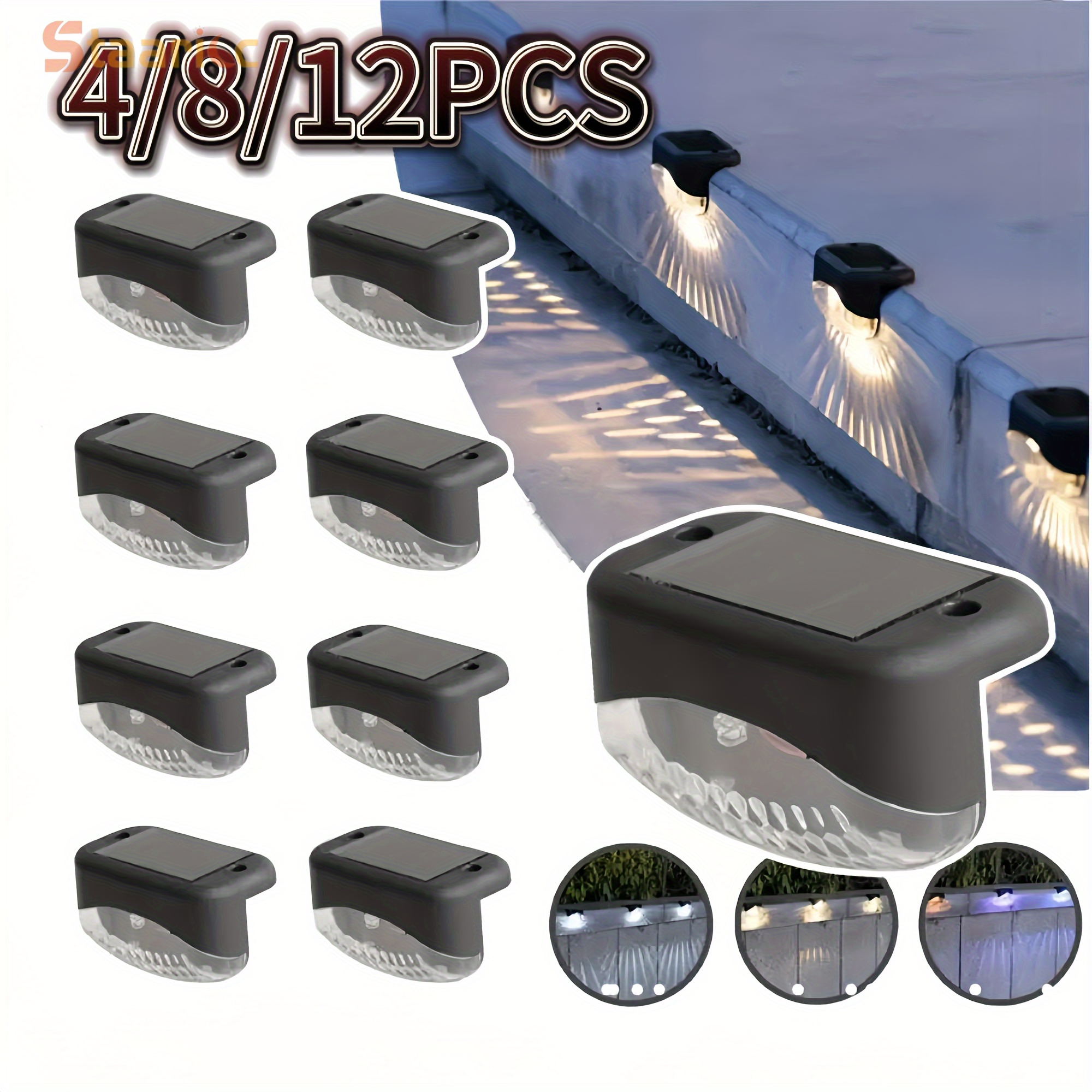 

Staaricc 4/8/12 Outdoor Solar Step Lights, Stair And Deck Decoration - Bright , Wall And Track Lighting For Home Garden, Outdoor Stairs, Steps, Fences, Gardens, , Patios, And