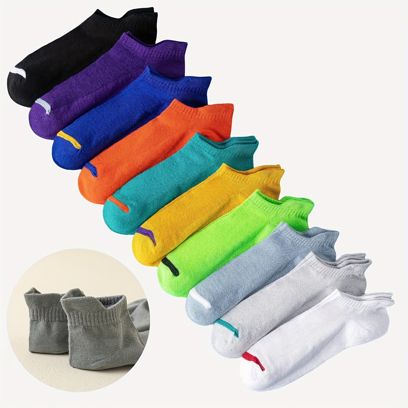 

10 Pairs Solid Ankle Socks, Casual & Comfy All-match Low Cut Socks, Women's Stockings & Hosiery