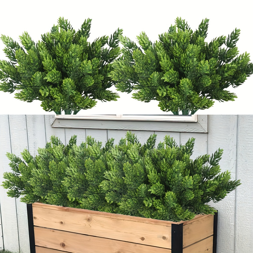 

8pcs Artificial Plants, Outdoor Anti-uv Diy Detachable Artificial Plant, Fake Pine And Cypress Flower Bouquet, St Patrick's Day Easter Decor, Aesthetic Room Décor, Spring Home Décor