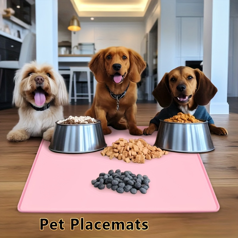 

Silicone Waterproof Dog Feeding Mat, Non-slip Anbti-overflow Pet Bowl Mat Tray With Raised Edge, Easy To Clean Pet Placemat