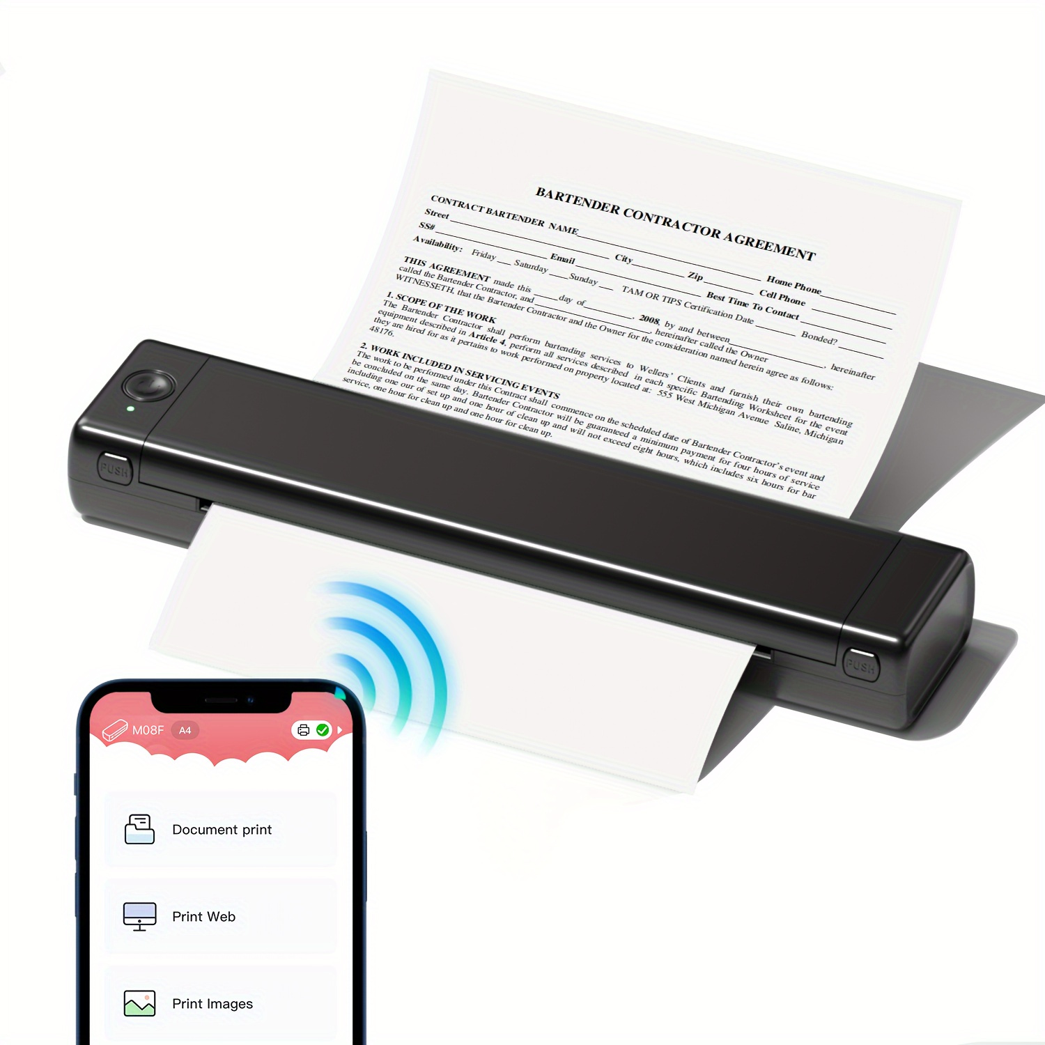 A4 Printing Portable Mini Bluetooth High-definition Printer Remote Homework  Test Paper Ink-free Thermal Printing