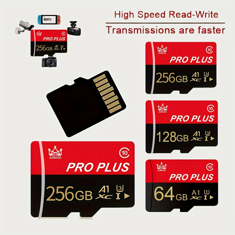 

Pro Plus High-speed Micro Tf Sd Card A1 Class 10 U3, 256gb/128gb/64gb Mini Sd Card For 4k Uhd, , Monitoring - Pc Material, Compatible With Car, Computer, Mobile Phone, Earphones, Speakers