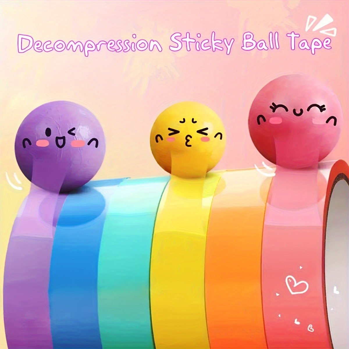 Diy Rainbow Ball Tape Rainbow Decompression Ball Making - Temu