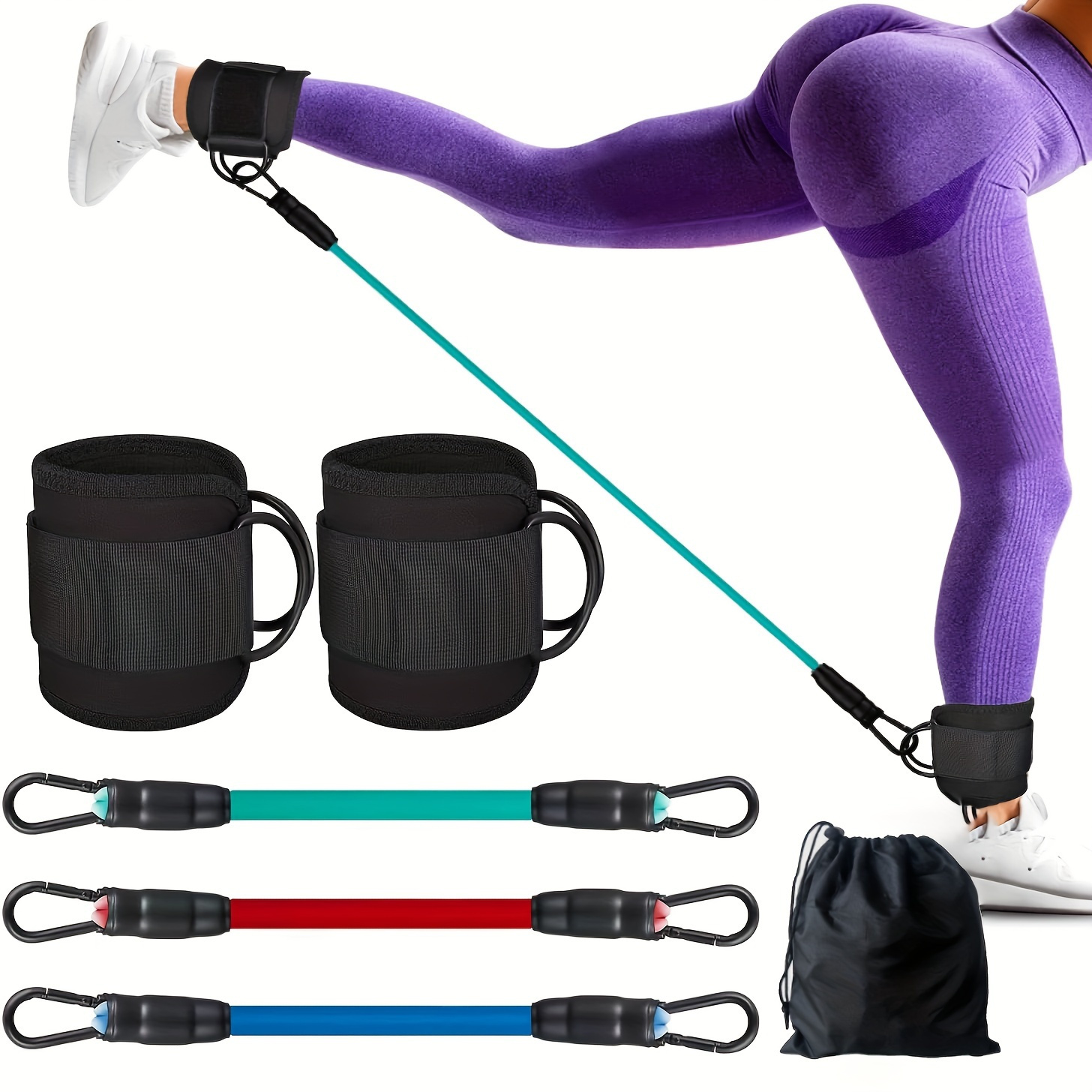 

Ankle , Ankle Bands For Working Out With Cuffs, For Leg & Butt Training, Ankle Straps With Exercise Bands (6pcs/set)