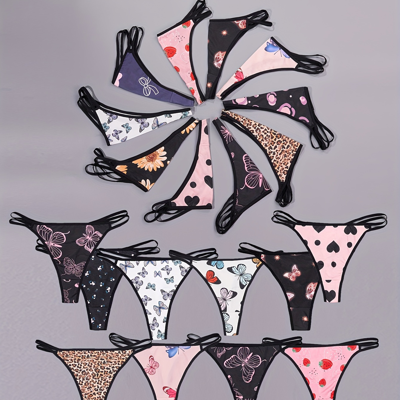 

10pcs Randomly Shipped Women's Plus Sexy Panties, Plus Size Multiple Print Soft & Comfy No Show Thongs