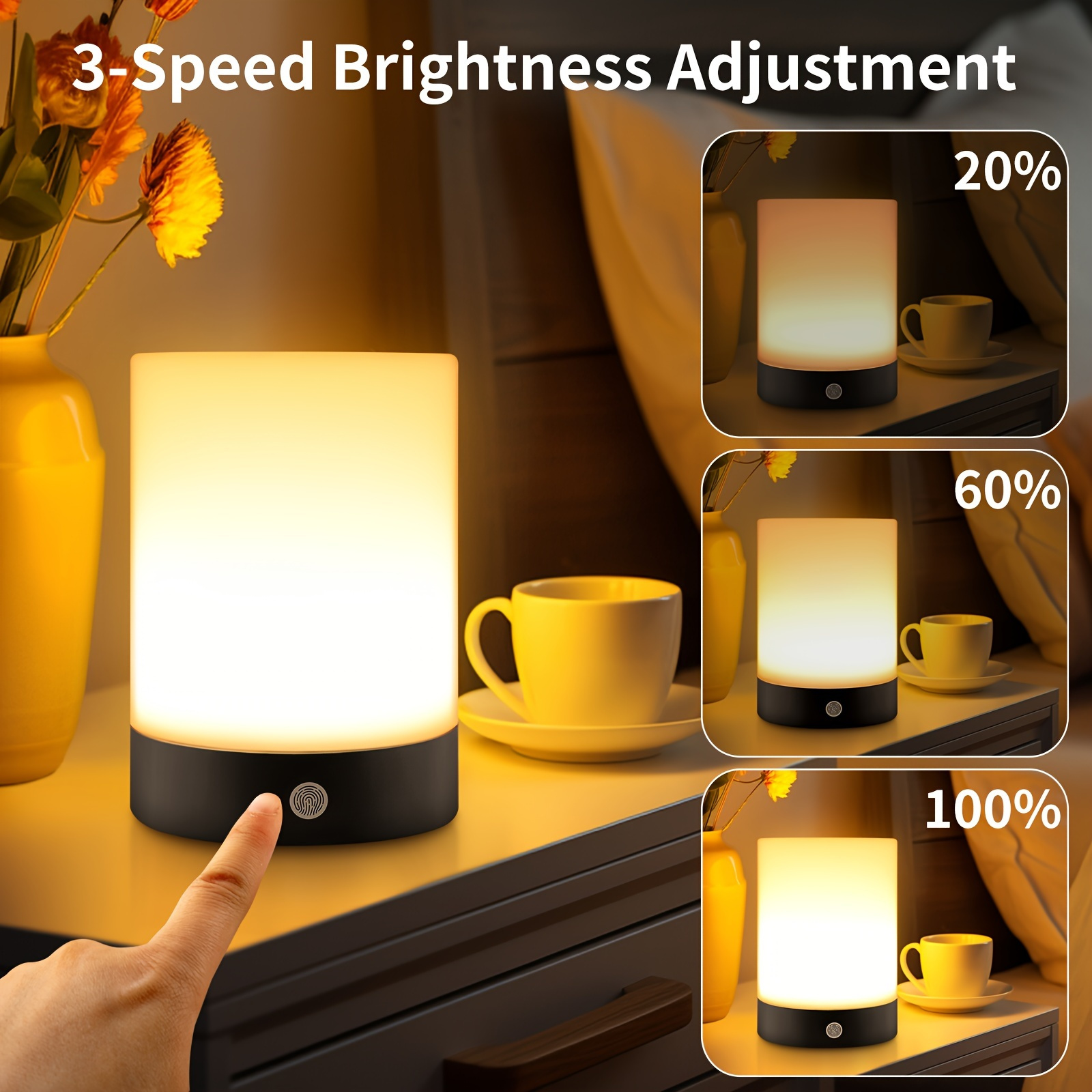 

Versatile Solar & Usb Rechargeable Led Night Light - Dimmable, Waterproof, Perfect For Bedroom, Living Room, And Outdoor Use