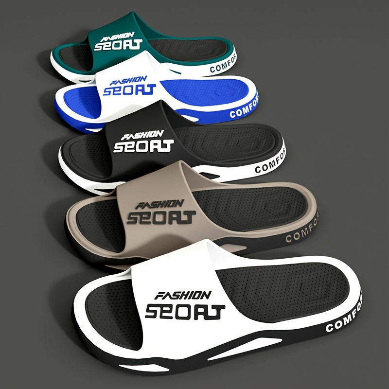 

Letter Print Pillow Slides, Soft Sole Lightweight Slip On Home Shower Slippers, Non-slip Summer Beach Sandal Slides, Casual Versatile Sport Shoes