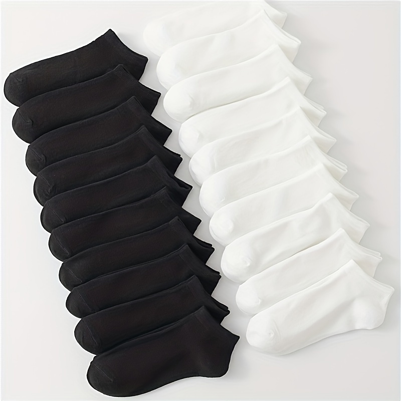 

20 Pairs Simple Solid Socks, Soft & Lightweight Low Cut Ankle Socks, Women's Stockings & Hosiery