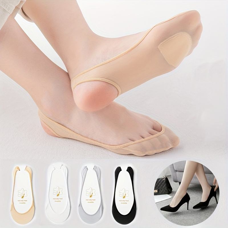 

2/4 Pairs Non-slip Invisible Socks, Breathable Silicone High Heels Boat Socks, Women's Stockings & Hosiery