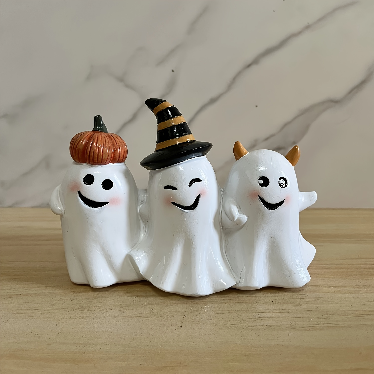 

1pc Pumpkin , Horned Devil, Smiling -person Group Statue Decoration Suitable For Halloween And Christmas Decoration, Home, Balcony, Tabletop Decoration