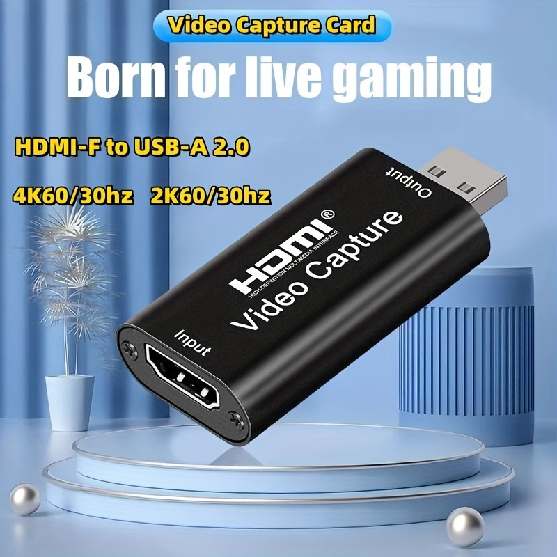 Tarjeta de captura de video HDMI 4K, Cam Link Tarjeta de captura de juego,  adaptador de captura de audio HDMI a USB 2.0 Dispositivo de captura de